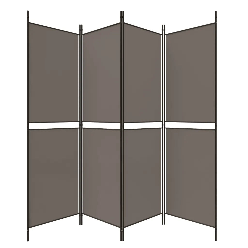 Divisorio Ambienti | Divider per stanze | Paravento a 4 Pannelli Antracite 200x180 cm Tessuto