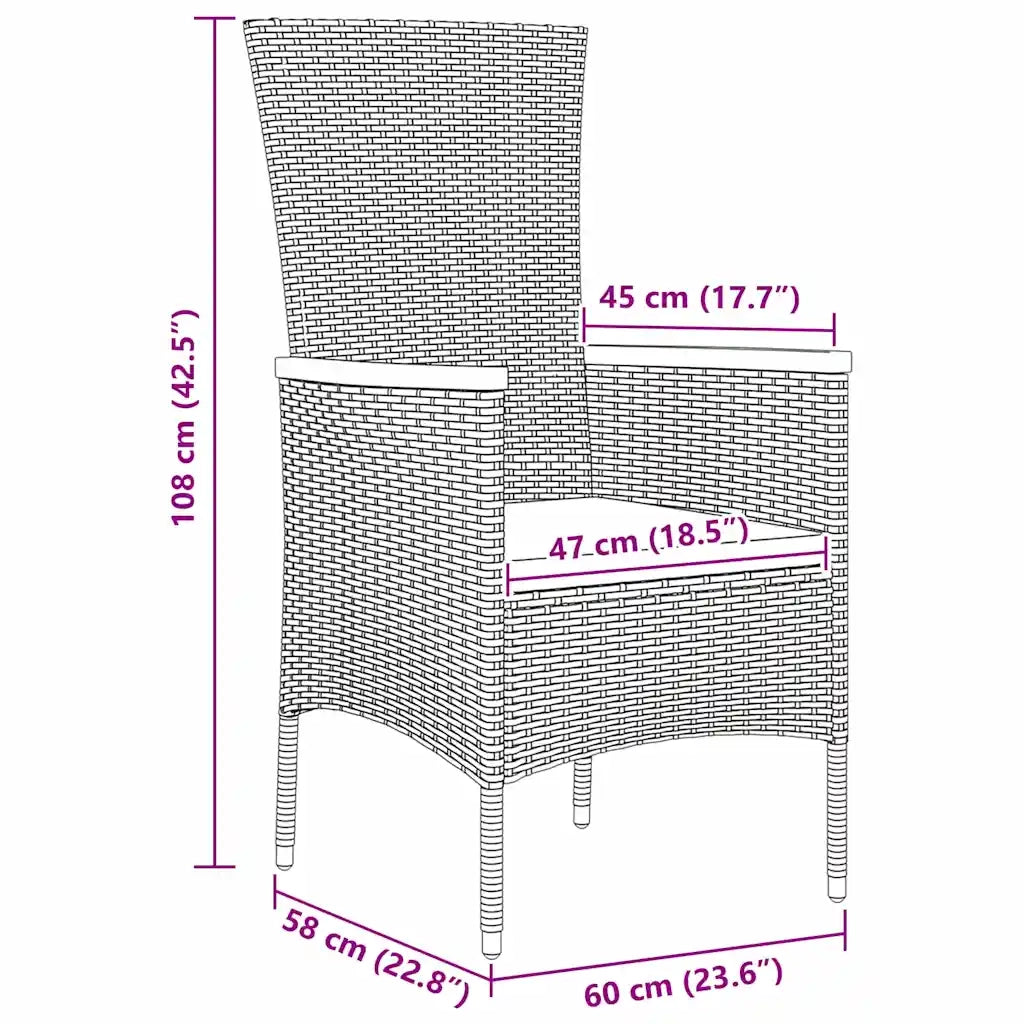 Set da Pranzo per Giardino con cuscino 5 pcs Grigio 3379431
