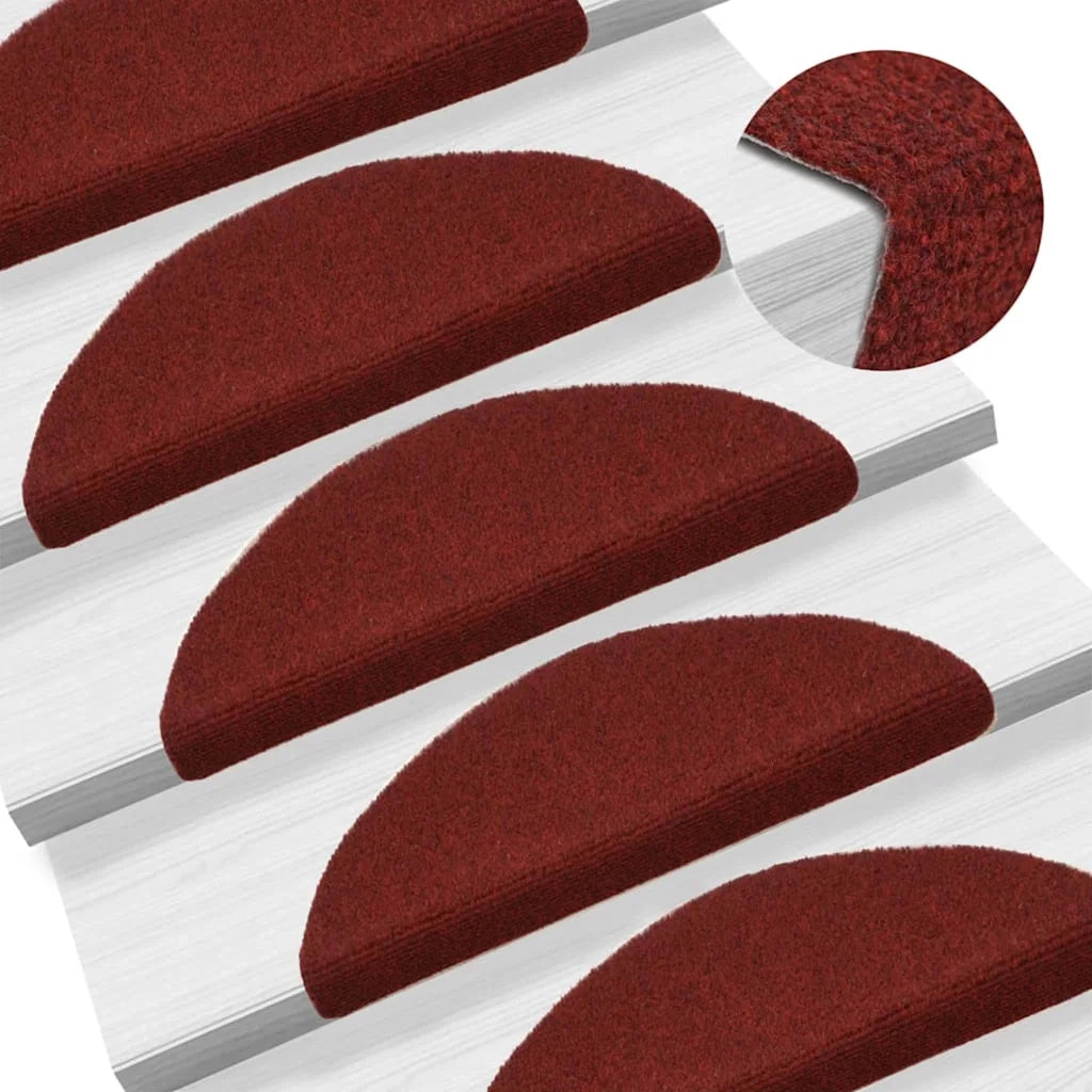 Tappetini per scale autoadesivi 20 pz 56x17x3 cm Bordeaux Rosso Semicircolari 3365671