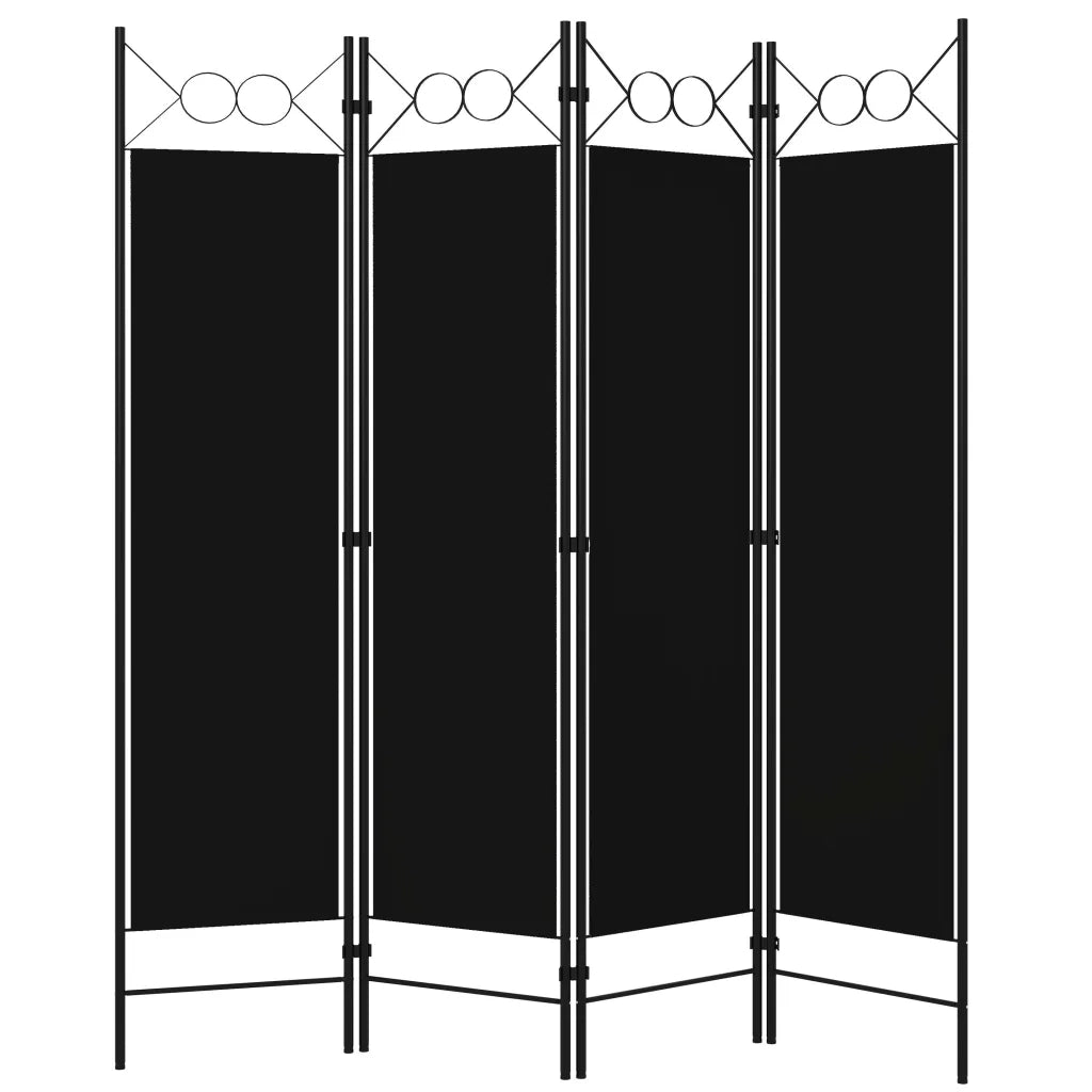 Divisorio Ambienti | Divider per stanze | Paravento a 4 Pannelli Nero 160x180 cm