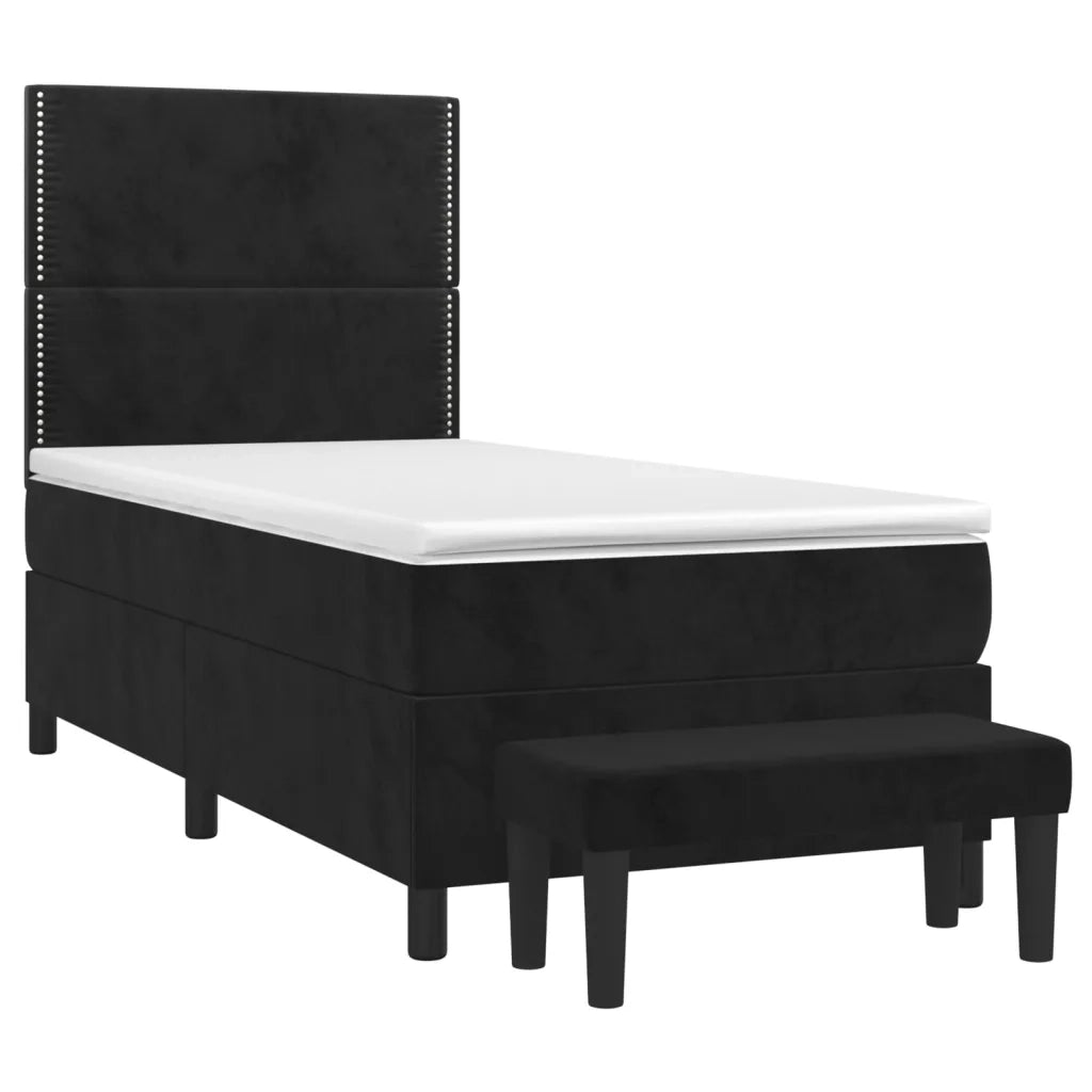 Giroletto a Molle con Materasso Nero 90x200 cm in Velluto 3137763