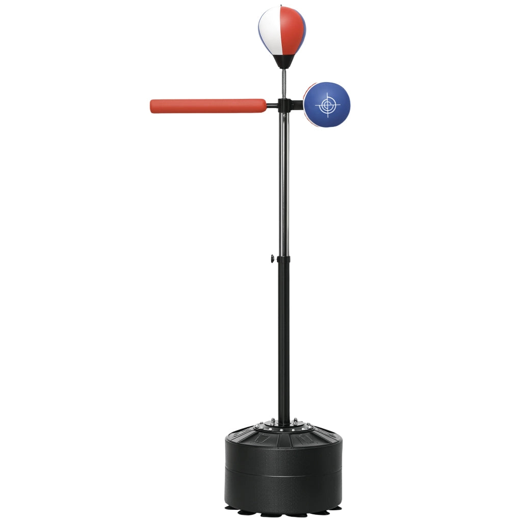 Sacco Boxe da Terra con Barra Girevole. Speedball e Colpitore. in Acciaio. HDPE e PU. 80.5x48x163-205 cm
