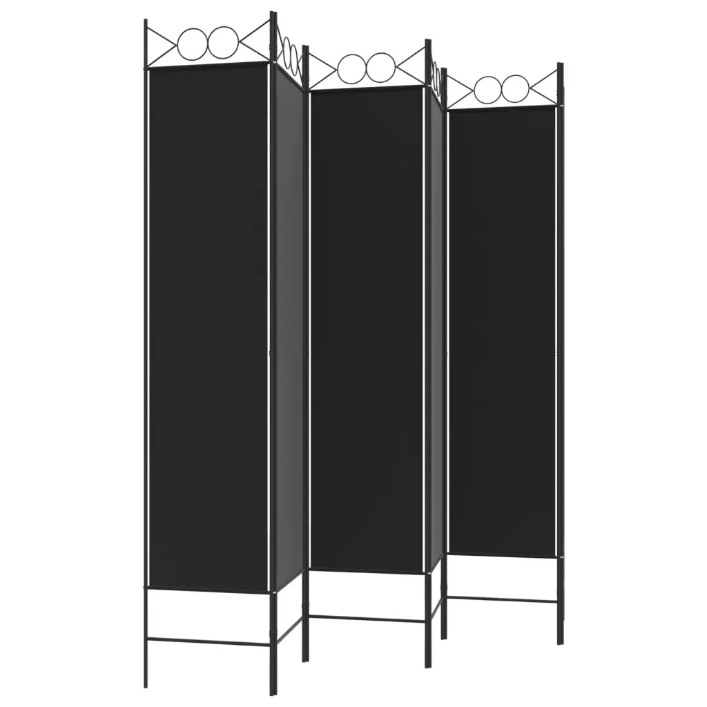 Divisorio Ambienti | Divider per stanze | Paravento a 6 Pannelli Nero 240x200 cm in Tessuto