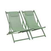 Set 2 lettini prendisole in alluminio multiposizione, verde