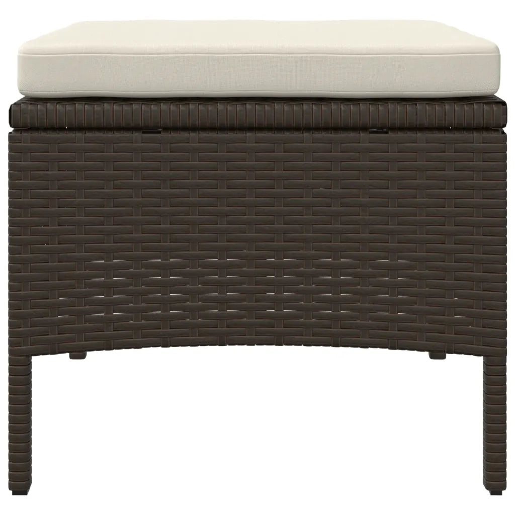 Divano da Giardino a 2 Posti Tavolino e Pouf Polyrattan Marrone