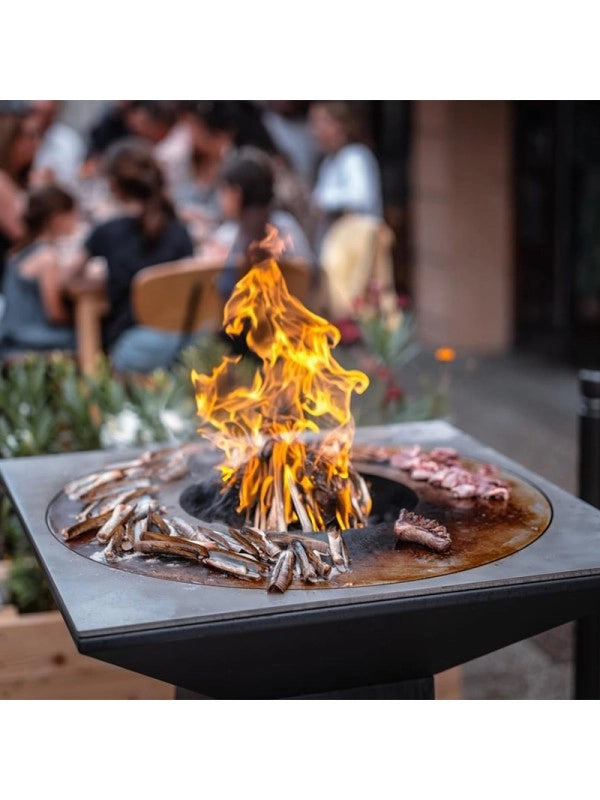 Braciere da giardino, Barbecue con griglia con foro per wok in acciaio - G1 Basic grafite