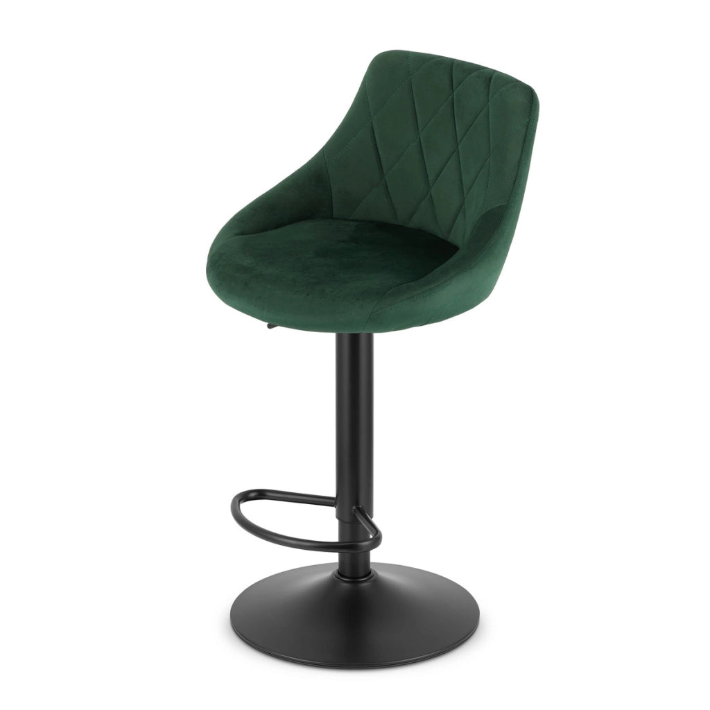 Sgabello da bar girevole OSKAR KAST velluto verde con base nera