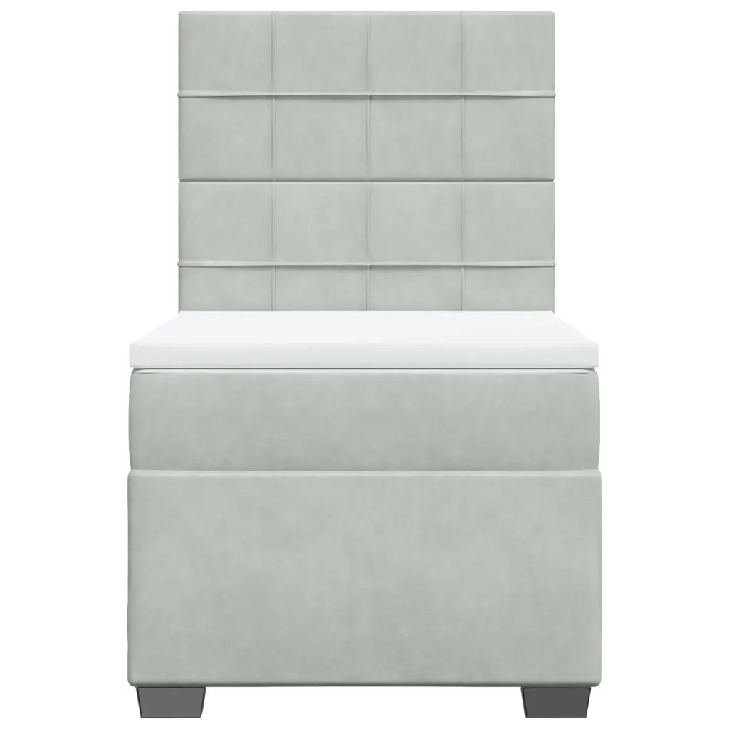 Giroletto a Molle con Materasso Grigio Chiaro 90x190 cm Velluto 3290786