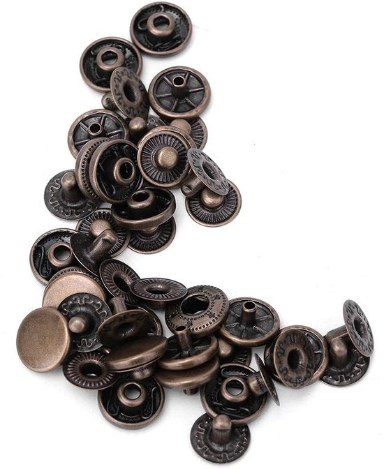 Set di 50 Bottone a Dado Antico - Ronde - 15 mm - Messing - Decorazione/Accessori - Materiale Duraturo/Kwalità - Per Lavori di Cuoio - Bottone