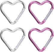 4 carabine a forma di cuore in lega di alluminio - clip per bottiglia d'acqua - clip per zaino - cerniera per chiave accessori outdoor.