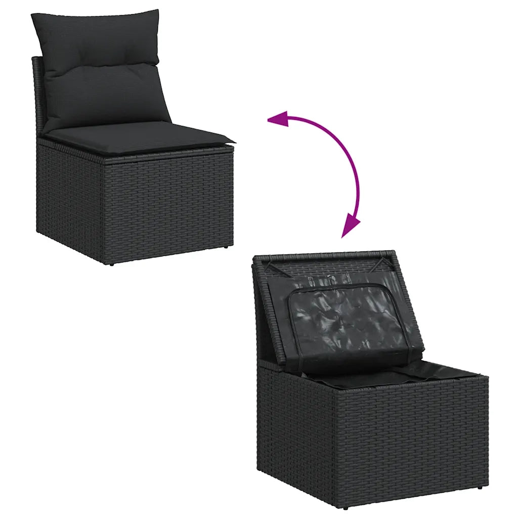 Set Divani da Giardino 5 pz con Cuscini in Polyrattan Nero 3327030