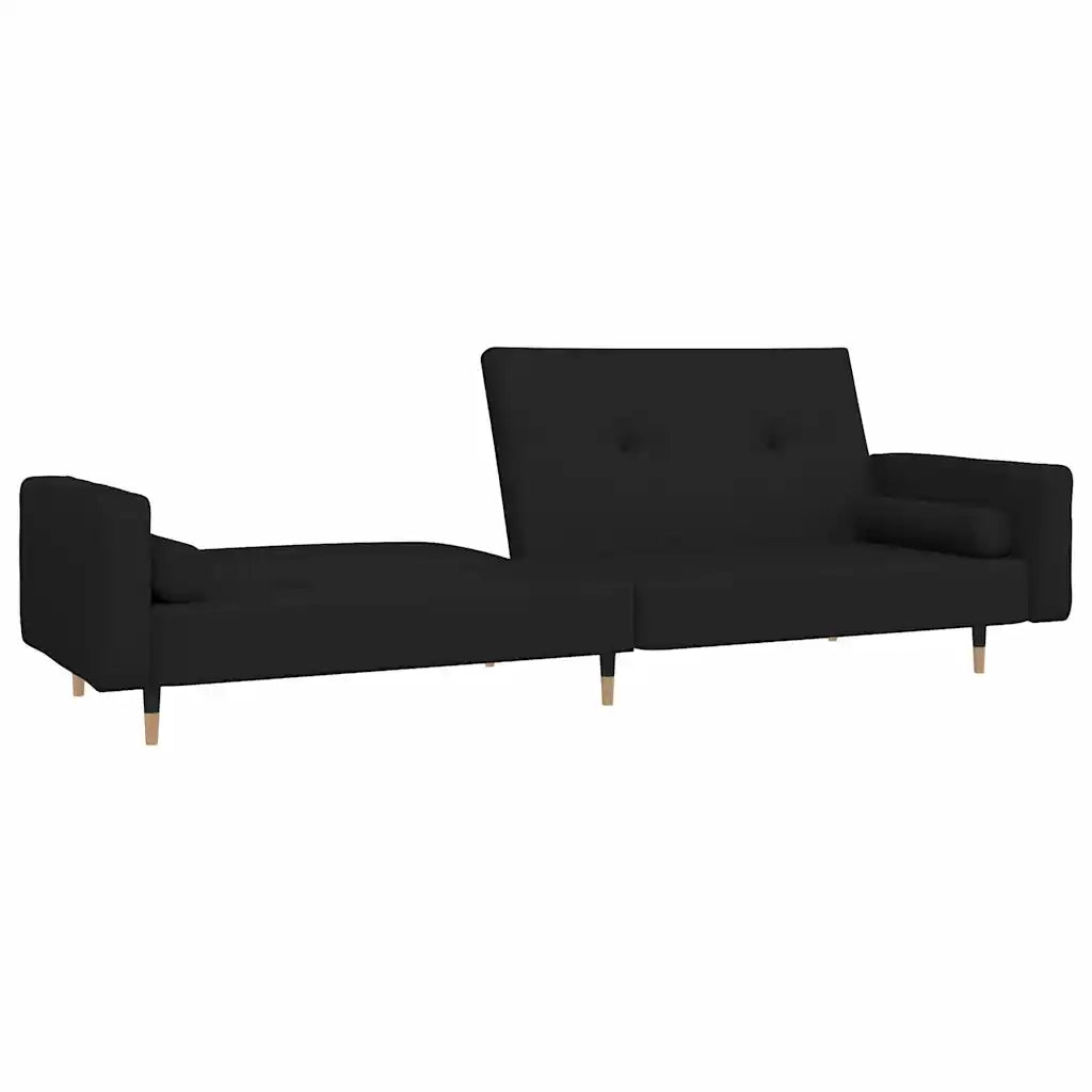 Divano letto | Sof¨¤ letto | Letto singolo a 2 Posti con 2 Cuscini Nero in Velluto