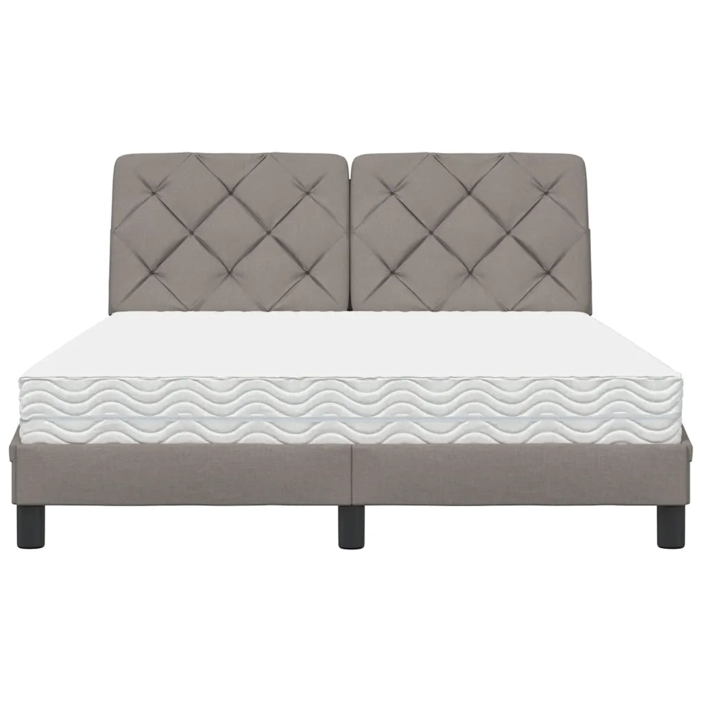 Letto con Materasso Tortora 140x190 cm in Tessuto