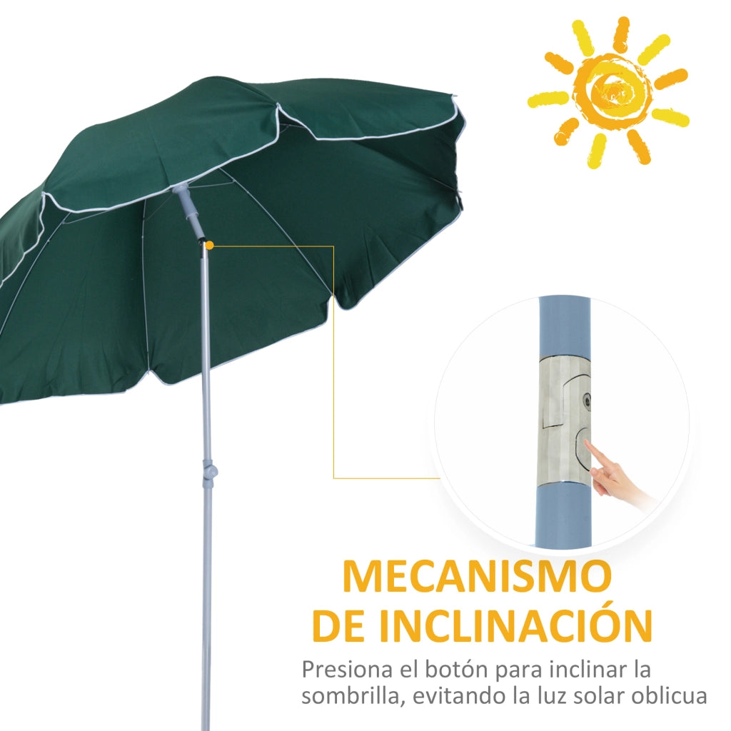 Ombrellone da giardino inclinabile ¨C Minimal ¨C verde ?202 cm