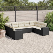 Set Divani da Giardino 9 pz con Cuscini Nero in Polyrattan 3255333