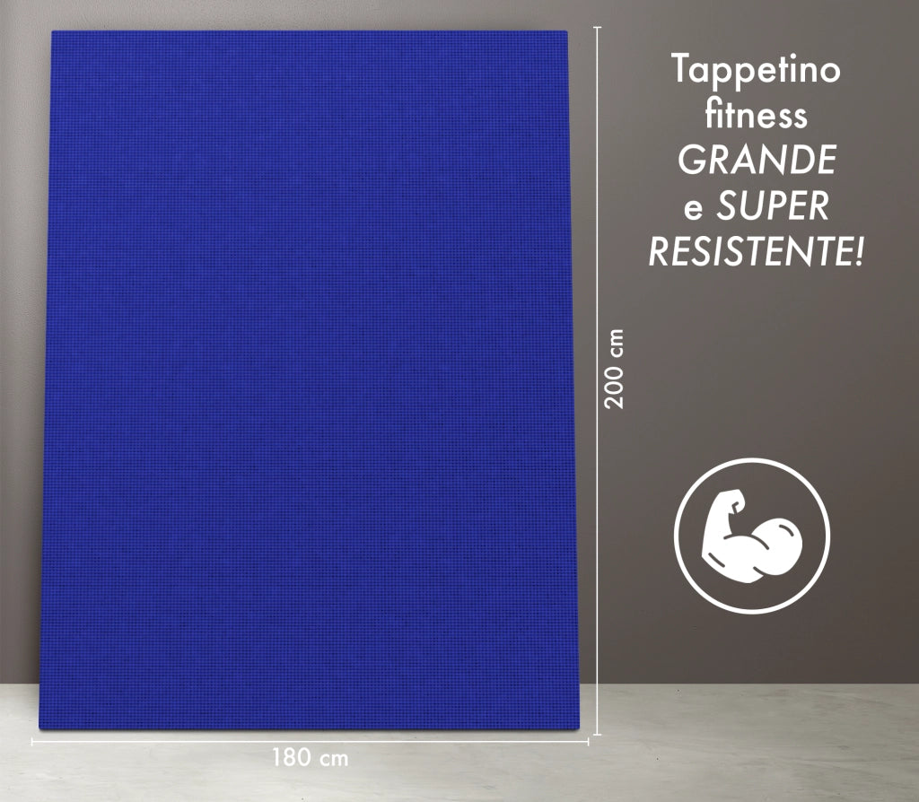 Tappeto Per Esercizi Grande XXL 180 x 200 Cm Antiscivolo Resistente Tappetino Allenamento Casa Palestra Materassino Fitness Pilates Yoga In Pvc Arrotolabile Facile Trasporto  Blu