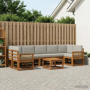 Set di divani da esterno 8 pcs Naturale e Grigio Chiaro 3385077