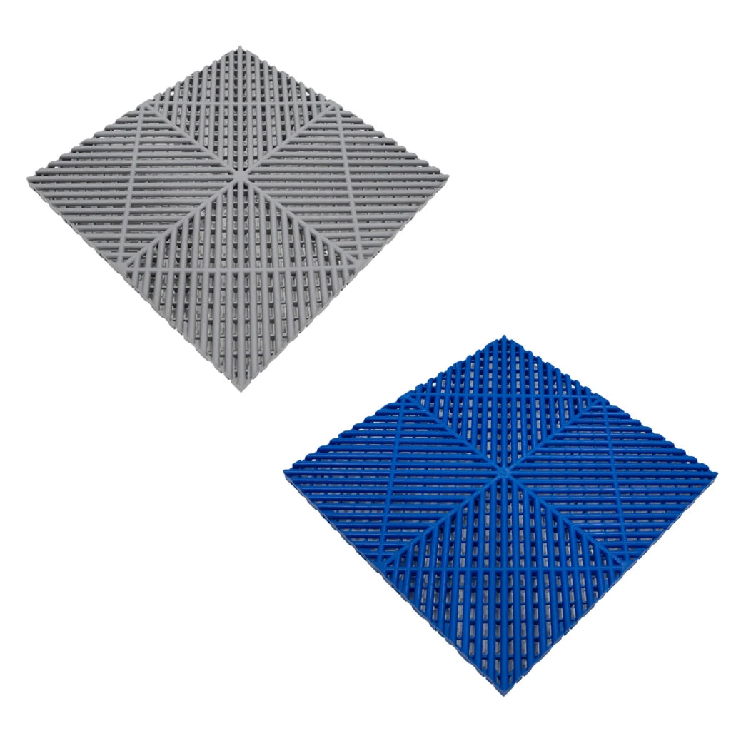 Piastrelle ventilate grigie e blu 6m x 6m per garage doppio e officine, antiscivolo.