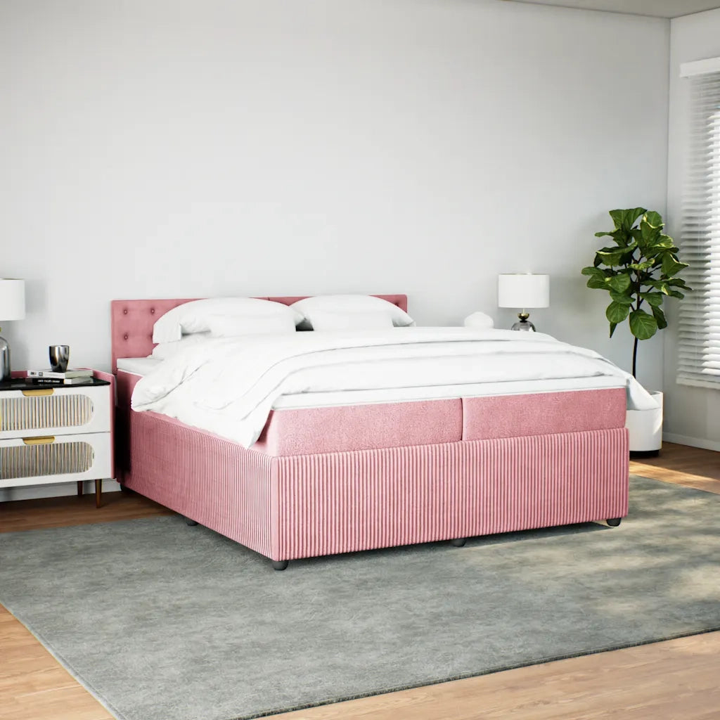 Giroletto a Molle con Materasso Rosa 200x200 cm in Velluto 3287847