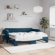 Divano Letto Estraibile con Materassi Blu 80x200 cm Velluto 3197079