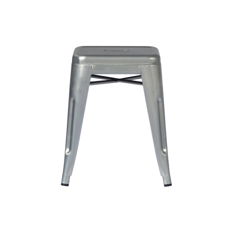 Set Di 4 Sgabelli Basso Impilabile Lamiera Silver Moia