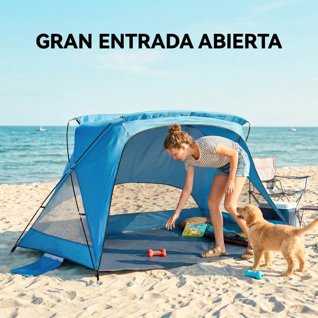 Tenda da giardino per 2-3 persone ¨C zephmum ¨C blu cielo con porta, finestre, sacchi di sabbia, UPF30+ e borsa