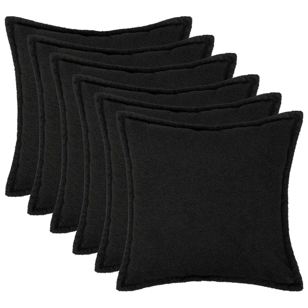 Federa 6 pcs HOUTEN Nero 55 x 55 cm Bouclé 920448