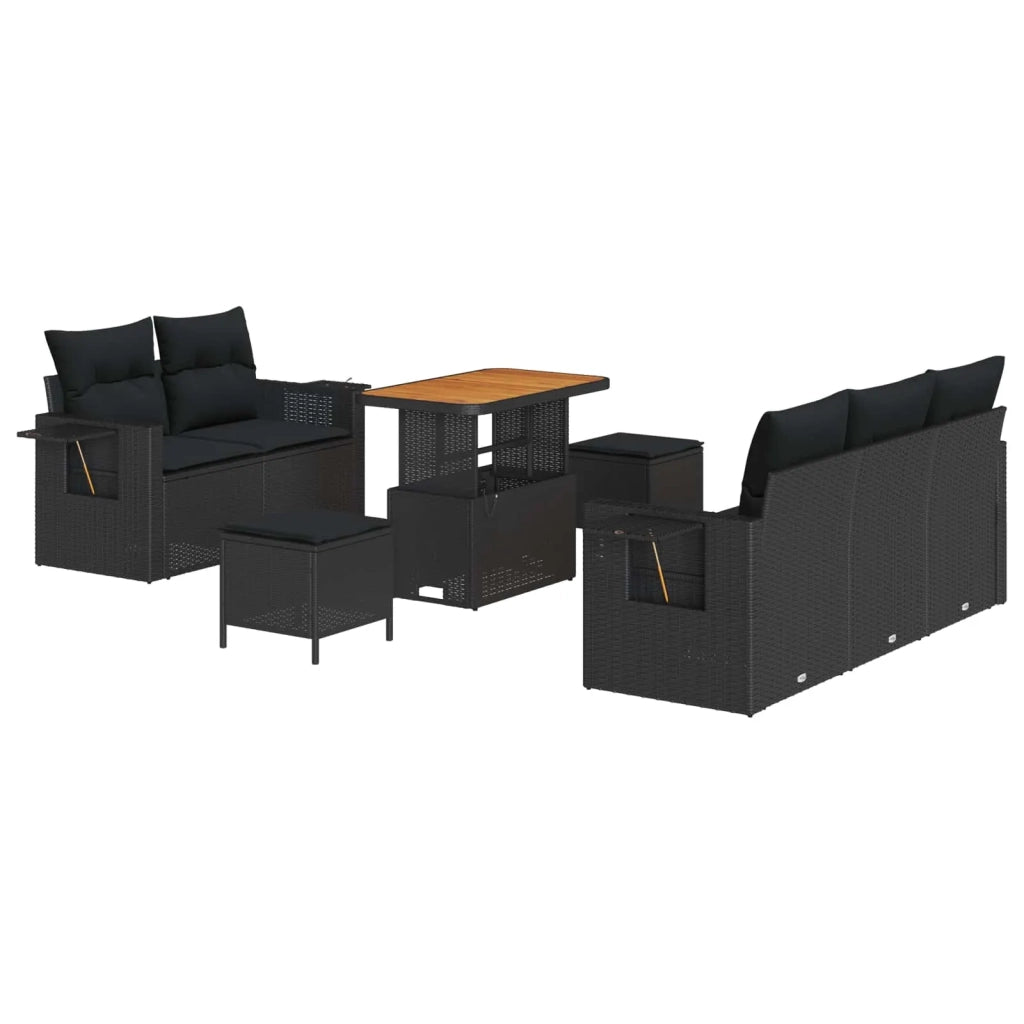 Set Divano da Giardino con cuscino 10 pcs Nero polyrattan 3363639