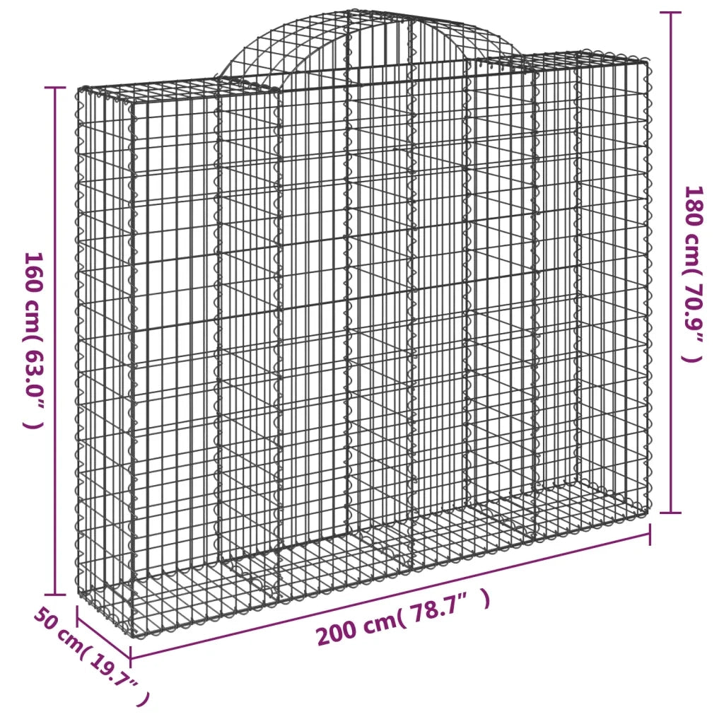 Cesti Gabbioni ad Arco 5 pz 200x50x160/180 cm Ferro Zincato 3146386