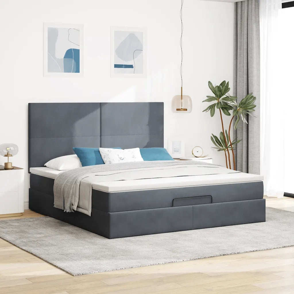 Struttura Letto Pouf con Materassi 180x200 cm Velluto 3313416