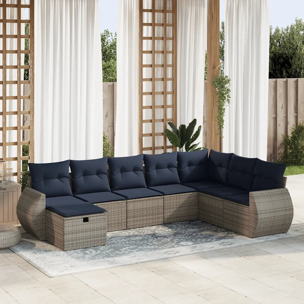 Set Divano da Giardino 8 pz con Cuscini Grigio in Polyrattan 3325637