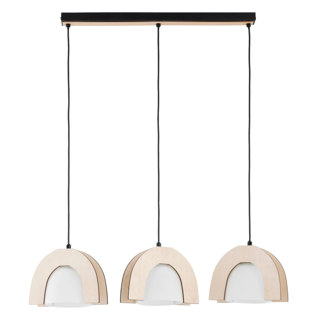 Lampada a sospensione scandi legno nero 3xE27 Ferio Alfa