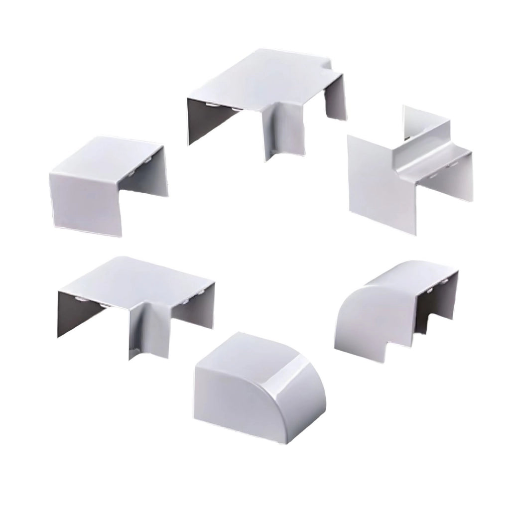 Kit 6 Accessori Per Canaline Passacavi 30X15mm, Connettore Lineare, Forma L, Forma T, Angolare Piatto Interno Esterno, Colore Bianco
