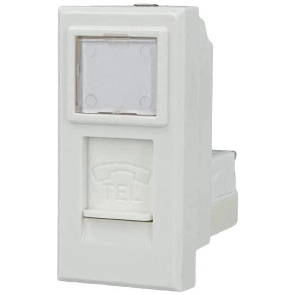 Trade Shop - Presa Telefonica Plug Rj11 Bianco Con Coperchio Compatibile Bticino Axolute -