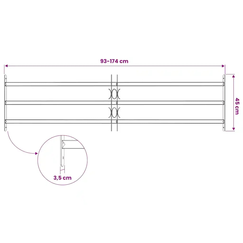 Grate per Finestre Regolabili 3 Barre Trasversali 1000-1500 mm CFW6945840