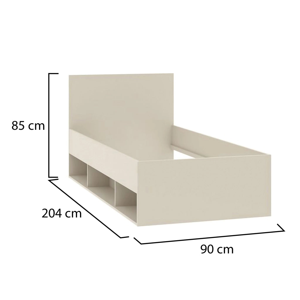Lifarare, Letto Singolo Dimensione Materasso 90x190 cm, Beige
