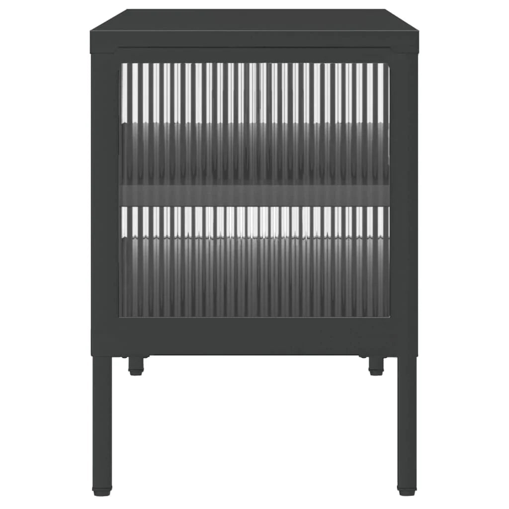 Mobile TV multimediale scaffale TV mobile TV sala da pranzo soggiorno camera da letto 105 x 35 x 50 cm vetro e acciaio nero 02_0025692