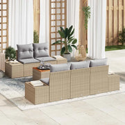 Set Divano da Giardino con cuscino 6 pcs Beige polyrattan