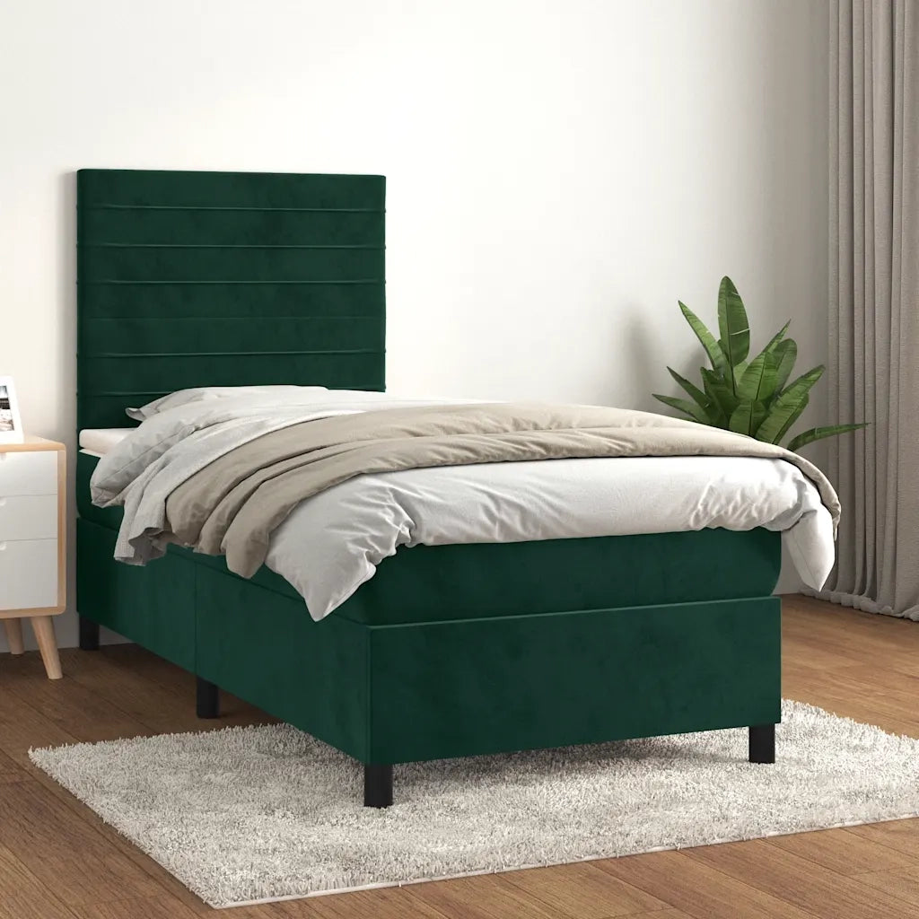 Giroletto a Molle con Materasso Verde Scuro 90x190 cm Velluto 3143058