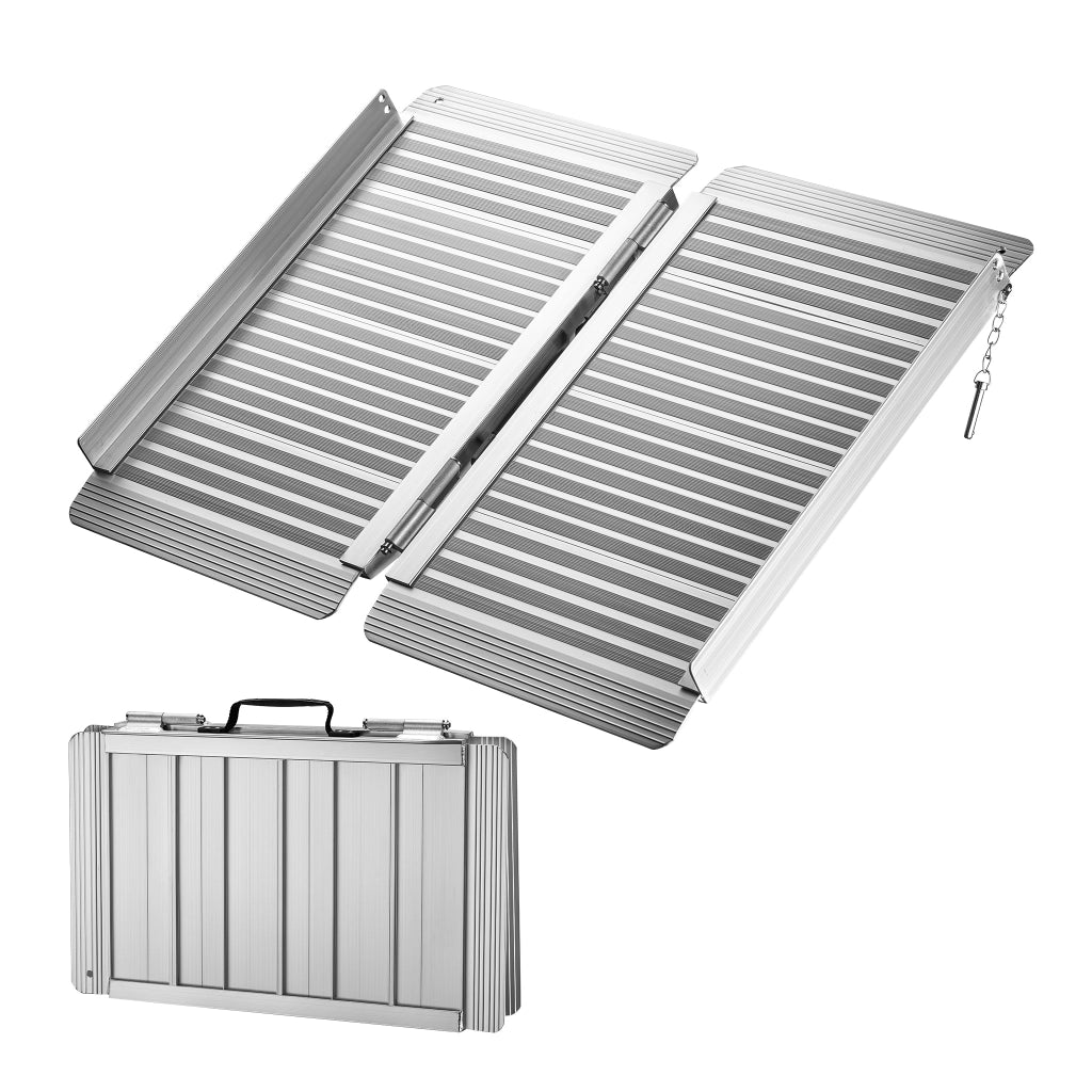 Rampa per sedie a rotelle, pieghevole e portatile, in alluminio 92 cm max 270 kg