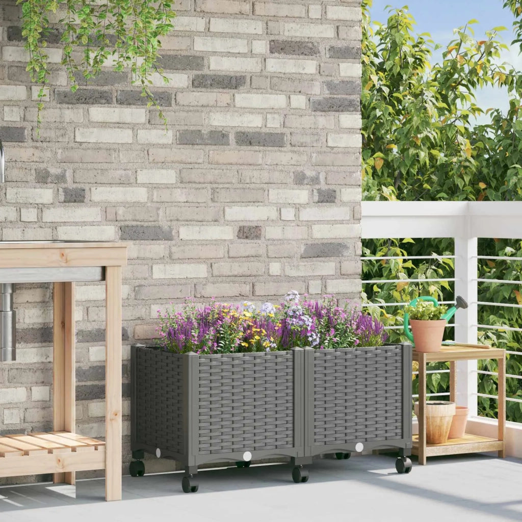 Vaso da Giardino con Ruote Grigio Chiaro 80 x 40 x 48 cm PP 3422962