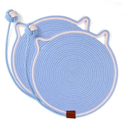 Matto per gatto, 2 pezzi, blu, bordo a rullo di cartone con spazzole, matto a sisal 42x42cm, assi di legno naturale per la protezione dei tappeti e dei divani (blu)