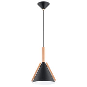 Lampada a sospensione scandi nero/legno E27 Fortel