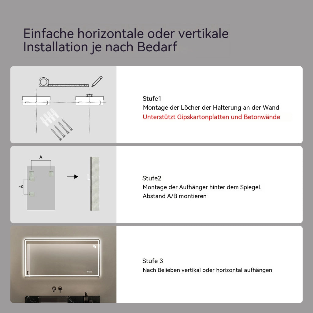 SPECCHIO DA BAGNO LED 60x120 cm Senza Cornice Argento Vetro e Metallo