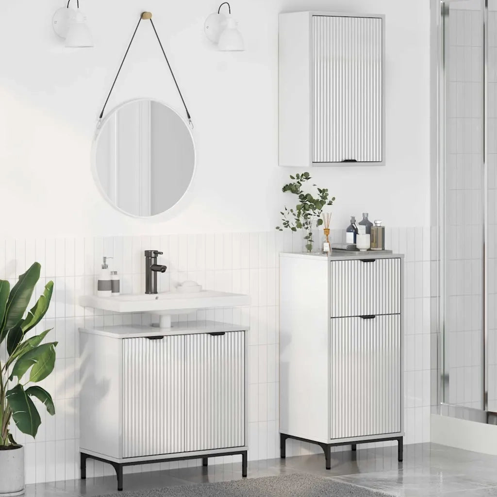 Set di mobili per il bagno con cassetto 3 pcs Bianco lucido 3393107