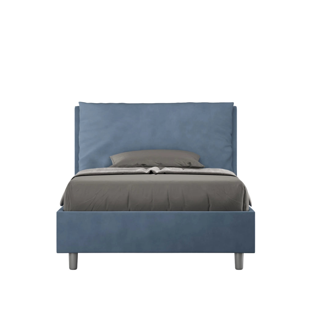 BS COM Letto una piazza e mezza contenitore imbottito 120x200 microfibra blu