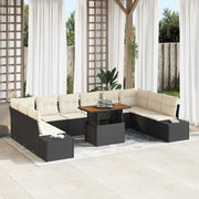 Set Divano da Giardino con cuscino 11 pcs Nero e Crema 3350012