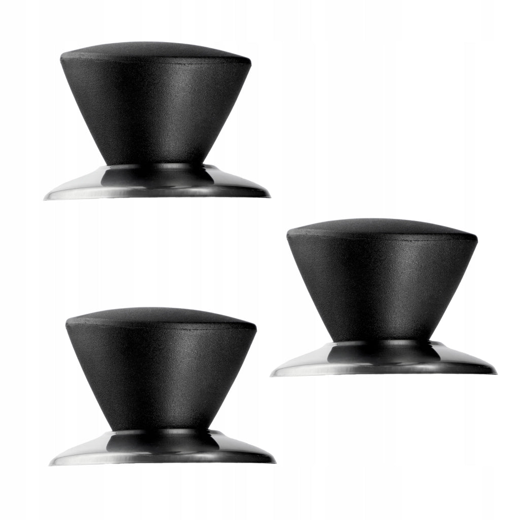 Pomello per coperchio KADAX, pomello per coperchio pentola, pomello per padella, nero, 3 pezzi