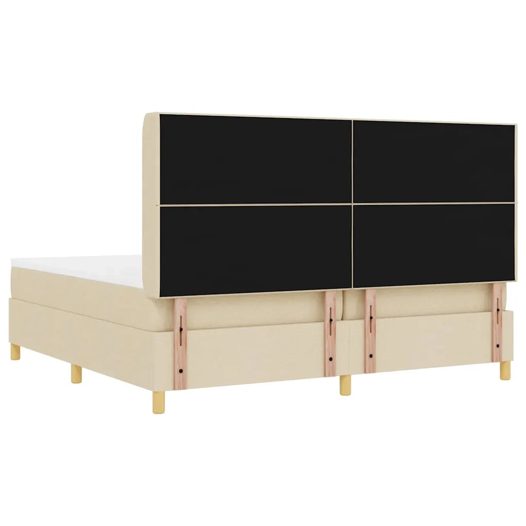 Letto a molle con strisce LED Crema 200 x 200 cm Tessuto 3343719