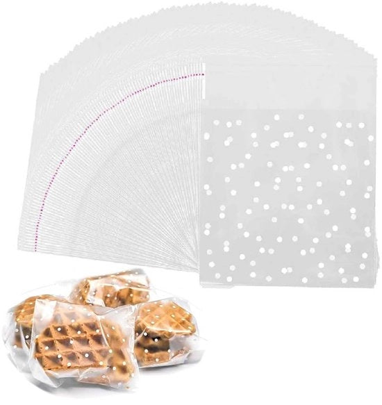 Pacchi per caramelle 200 pezzi - Pacchi per dolci autoadesivi - Pacchi per caramelle trasparenti - Pacchi per biscotti sicuri per alimenti - Ideali per feste, compleanni e matrimoni